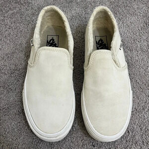 Vans Cream Slip-On Sneakers